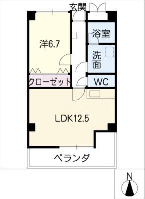 プラバ東前2(1LDK/4階)の間取り写真