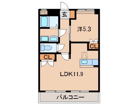 グランチェスタII(1LDK/1階)の間取り写真