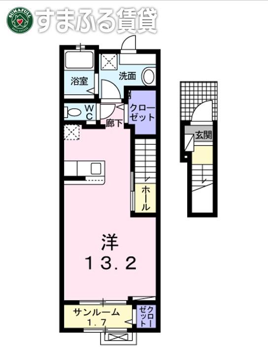 パレスーMT(ワンルーム/2階)の間取り写真