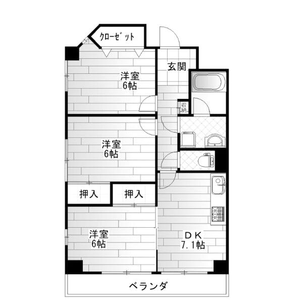 VERDE COLLINA(3DK/5階)の間取り写真