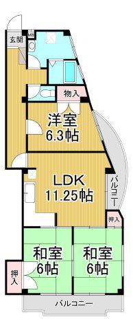 サンハイツ坂末(3LDK/2階)の間取り写真