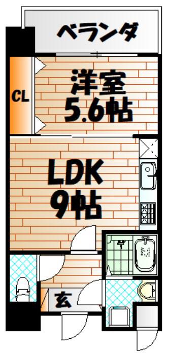 竪町センタービル(1LDK/10階)の間取り写真