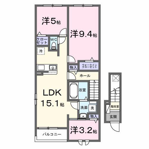 レジデンス・アスナロ(3LDK/2階)の間取り写真
