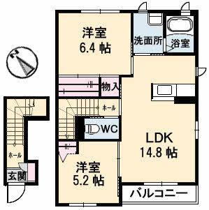 ラ・エスペランサ(2LDK/1階)の間取り写真