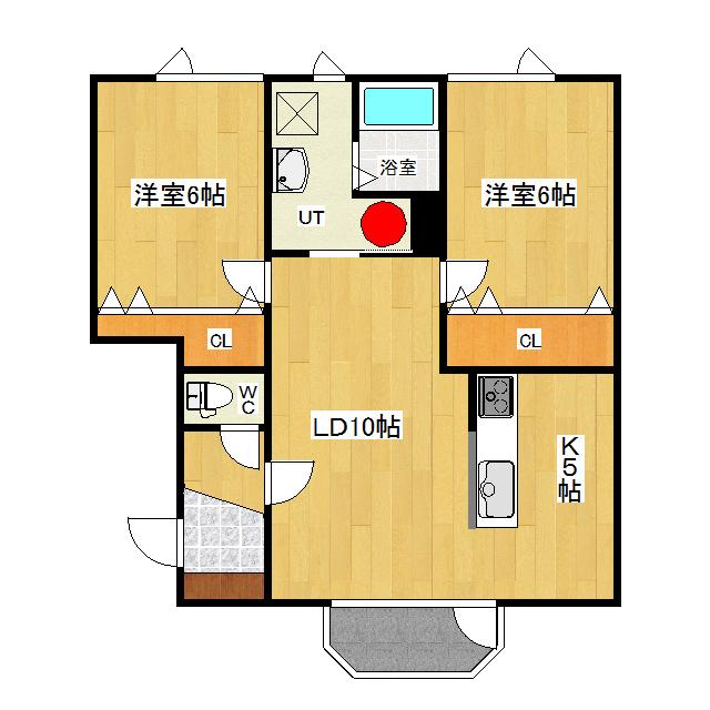 ハイツアウル(2LDK/1階)の間取り写真