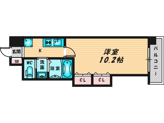 LUXE布施北II(1K/10階)の間取り写真
