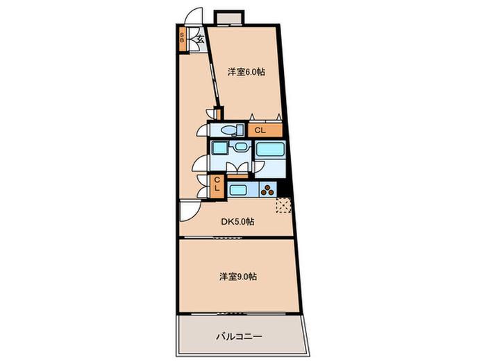 天神橋ハイム(2DK/2階)の間取り写真