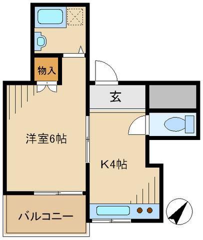 箕輪コーポ(1DK/3階)の間取り写真