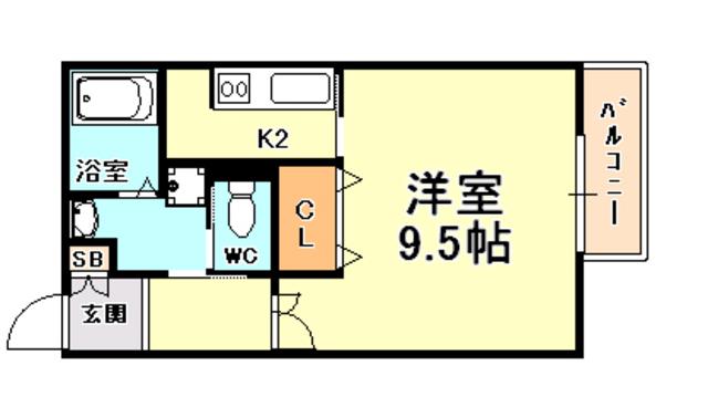 コストバール(1K/2階)の間取り写真