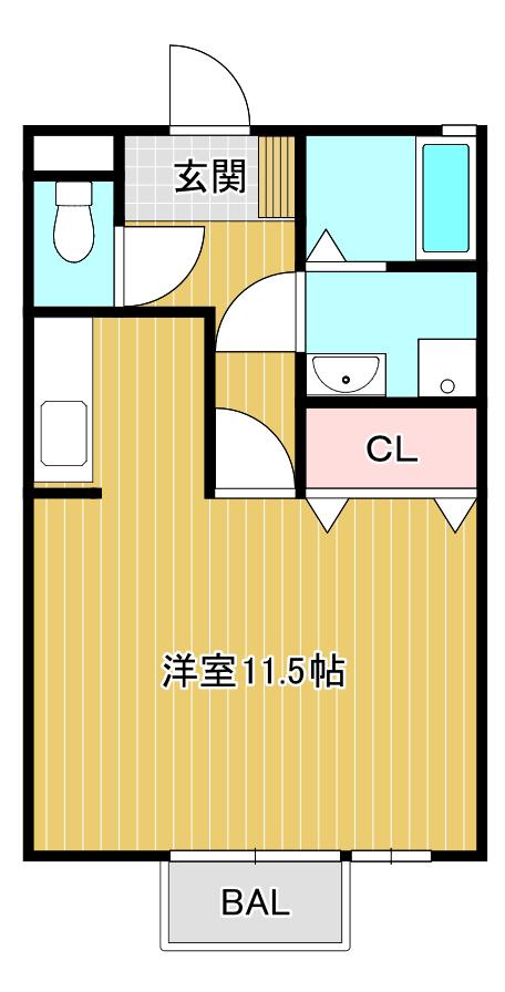 メゾンメールC棟(ワンルーム/1階)の間取り写真