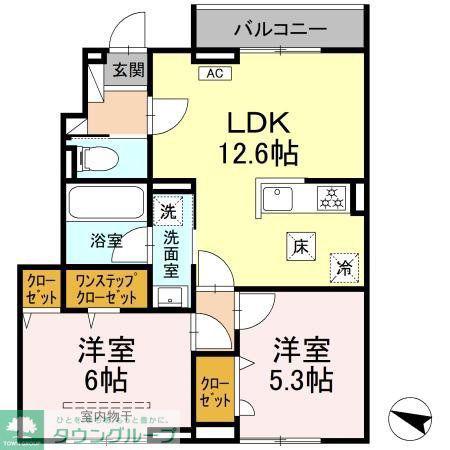 ヒルサイドテラス(2LDK/1階)の間取り写真