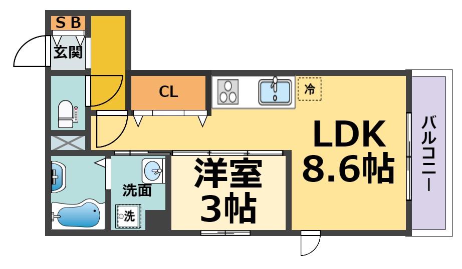 CLII(1LDK/1階)の間取り写真