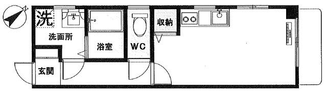 ボナール・イセザキ(ワンルーム/6階)の間取り写真