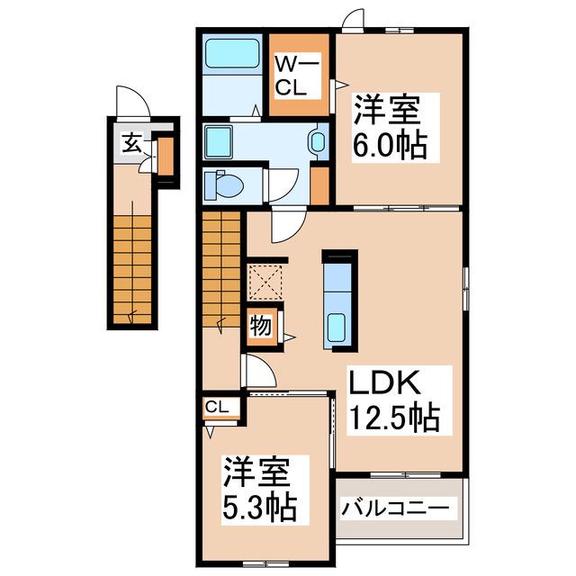 フリーダムII(2LDK/2階)の間取り写真