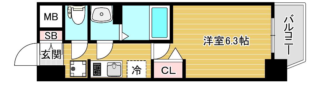 プレサンス DOMECITY コレーレ(1K/9階)の間取り写真