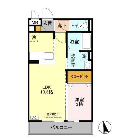 ブリックガーデン(1LDK/3階)の間取り写真