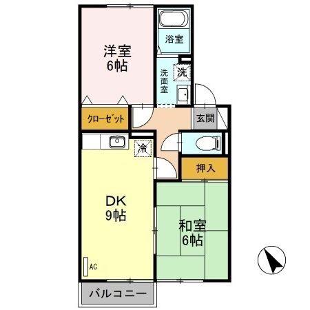 サンライトI(2DK/1階)の間取り写真