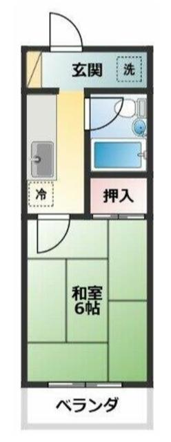 Fビル(1K/2階)の間取り写真