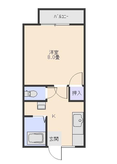 ルミネハイツA棟(1K/2階)の間取り写真