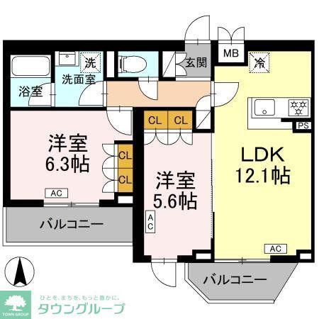ロイジェント上板橋(2LDK/5階)の間取り写真