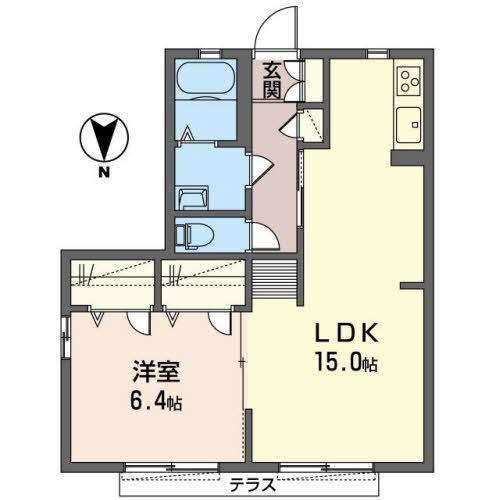 サンハイム北庄(1LDK/1階)の間取り写真