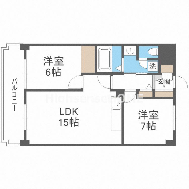 ハイツ森ノ宮(2LDK/4階)の間取り写真