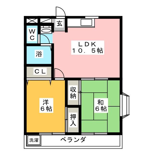 メゾンドシャンテ(2LDK/2階)の間取り写真