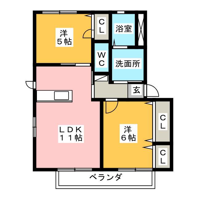 ネクストステージB(2LDK/2階)の間取り写真