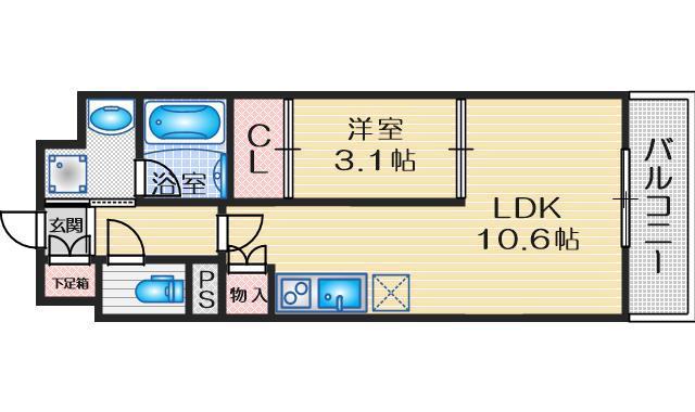 メセナ緑地公園(1LDK/2階)の間取り写真