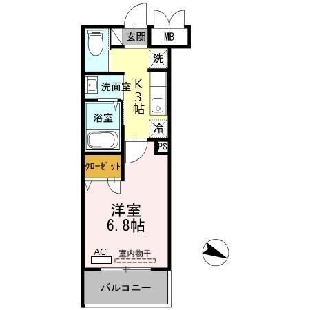 ミラージュ新子安(1K/1階)の間取り写真