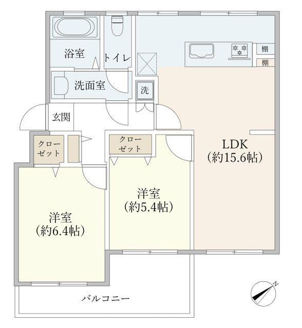 南長津田団地14号棟(2LDK/1階)の間取り写真