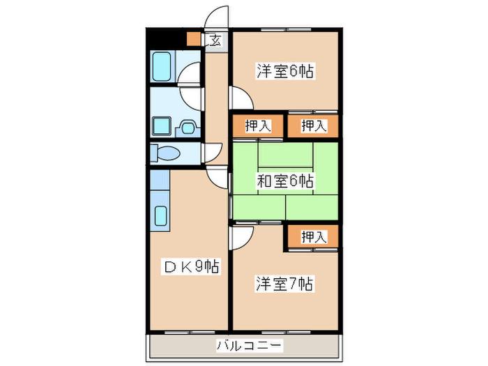エルヴィエント(3DK/4階)の間取り写真