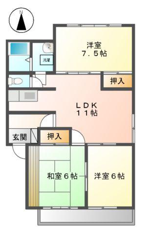 シルクニシカワ(3LDK/1階)の間取り写真