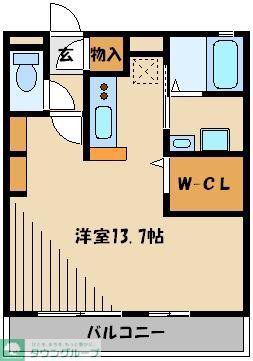 ヴューテラス(ワンルーム/1階)の間取り写真