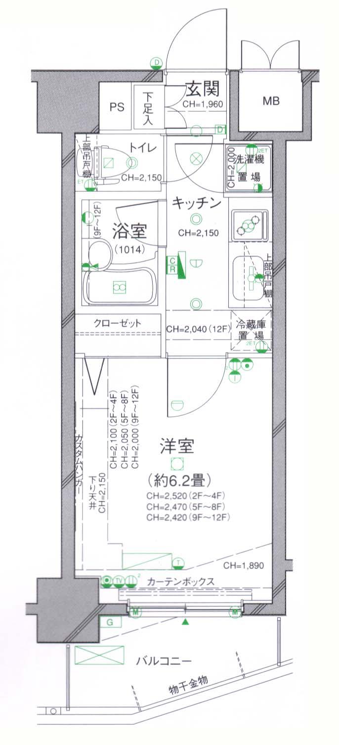 パレステュディオ渋谷ウエスト(1K/4階)の間取り写真