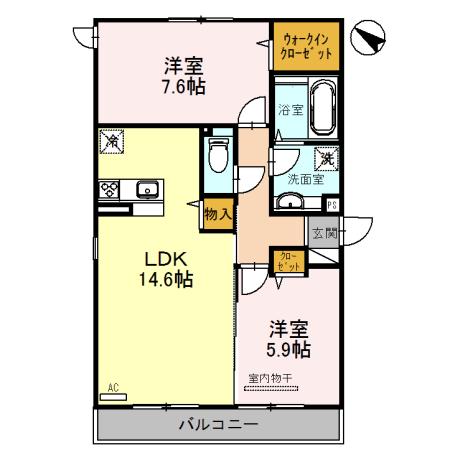 アドラブール(2LDK/2階)の間取り写真