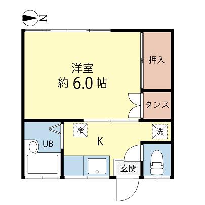 コーポ新月(1K/2階)の間取り写真