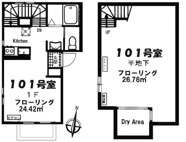 ヴィラ駒沢(1K/1階)の間取り写真
