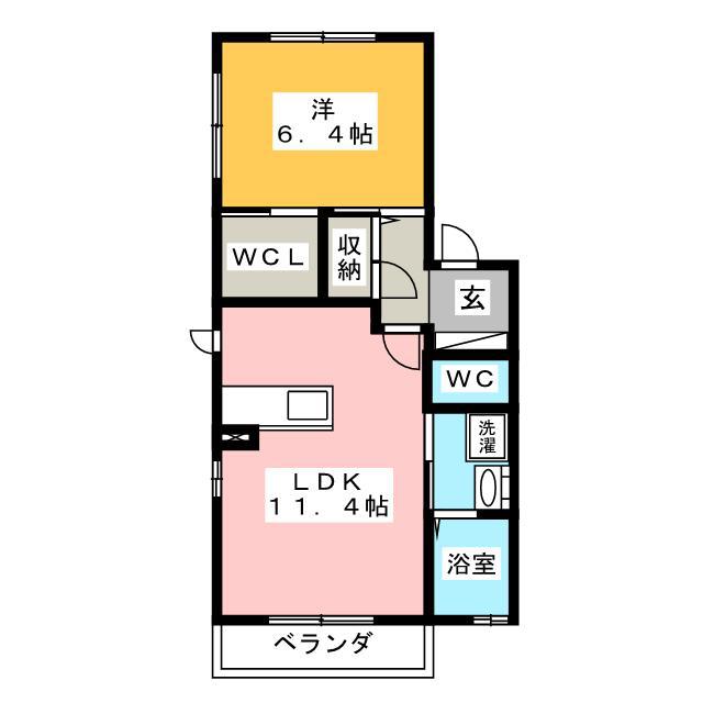 フォレスト虹ヶ丘(1LDK/2階)の間取り写真