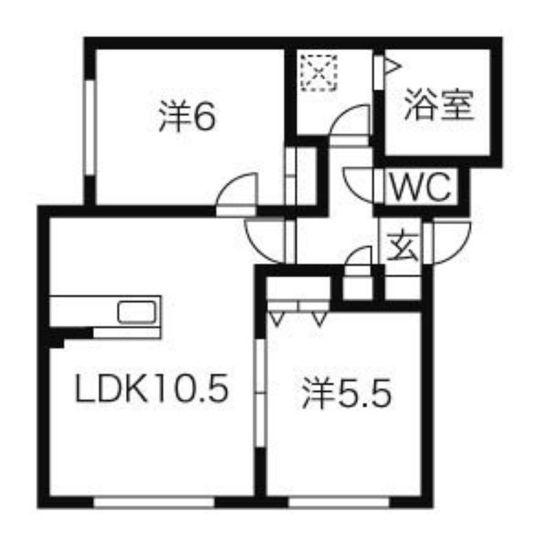 アートヒルズ南郷(2LDK/4階)の間取り写真