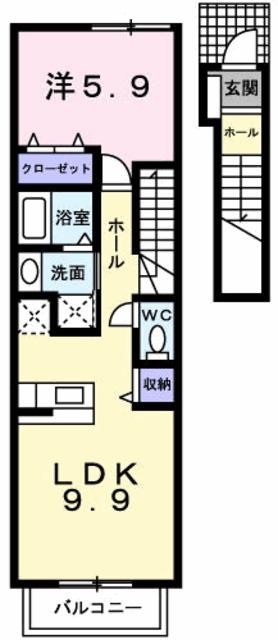 はる・る曙(1LDK/2階)の間取り写真