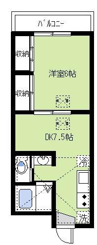 ベルティストン(1DK/2階)の間取り写真