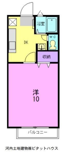 ノーブルクロードⅠ(1K/2階)の間取り写真