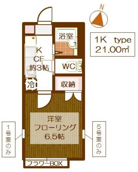 グリチネ八潮II(1K/1階)の間取り写真