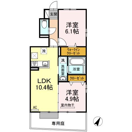 ソレイユ(2LDK/1階)の間取り写真