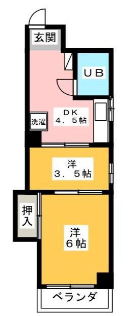 ル・グラン川越(2DK/4階)の間取り写真