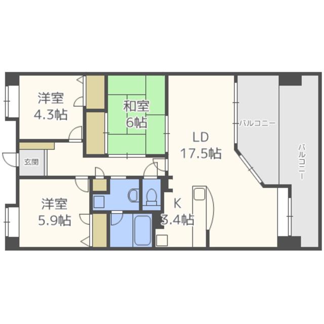 アーバンパレス高宮通(3LDK/10階)の間取り写真