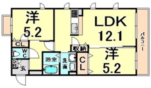 MAIDA VALE COURT(2LDK/2階)の間取り写真