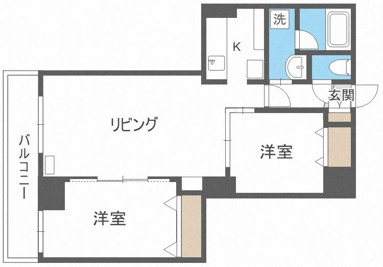 グランシェモア中島公園(2LDK/7階)の間取り写真