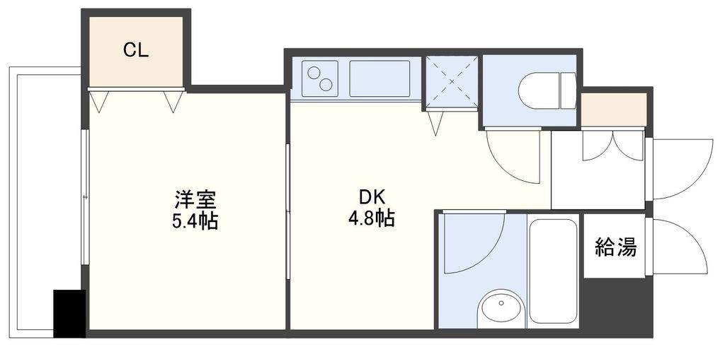 エーデルワイス桶屋町(1DK/6階)の間取り写真